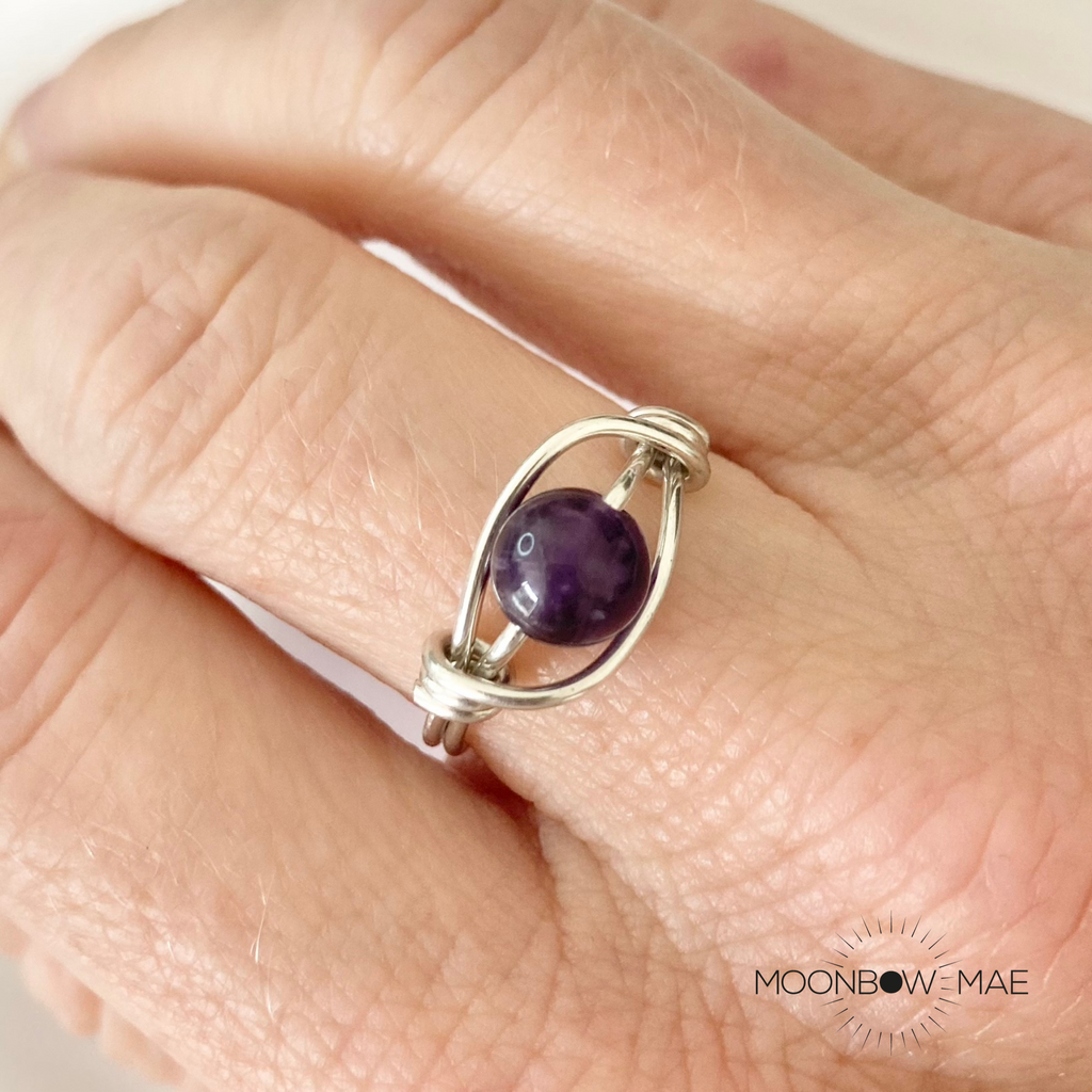 Moonbow Mae 925 Amethyst Wire Wrapped Ring