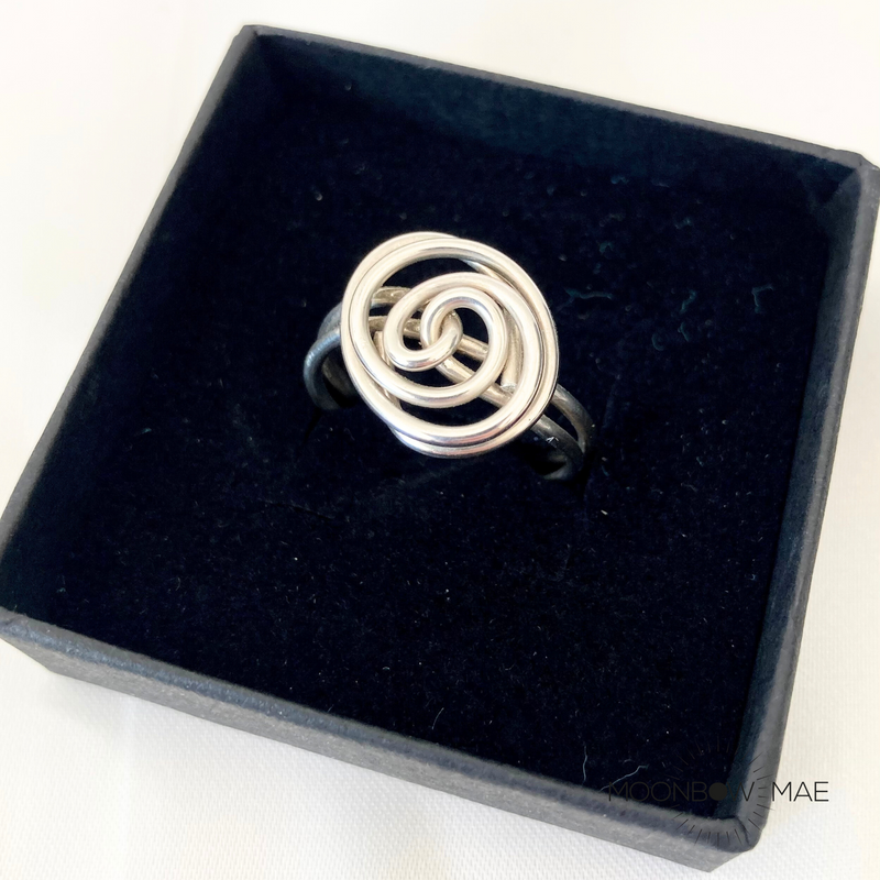 Moonbow Mae 925 Sterling Silver Swirl Ring Size O/55mm
