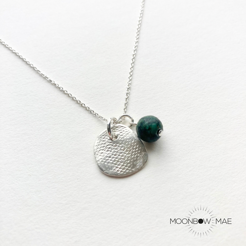 Moonbow Mae Textured Silver and African Turquoise Necklace