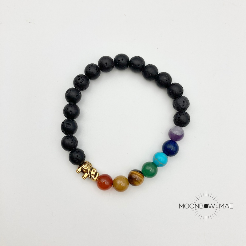 ELEPHANT CHAKRA LAVA ROCK BRACELET